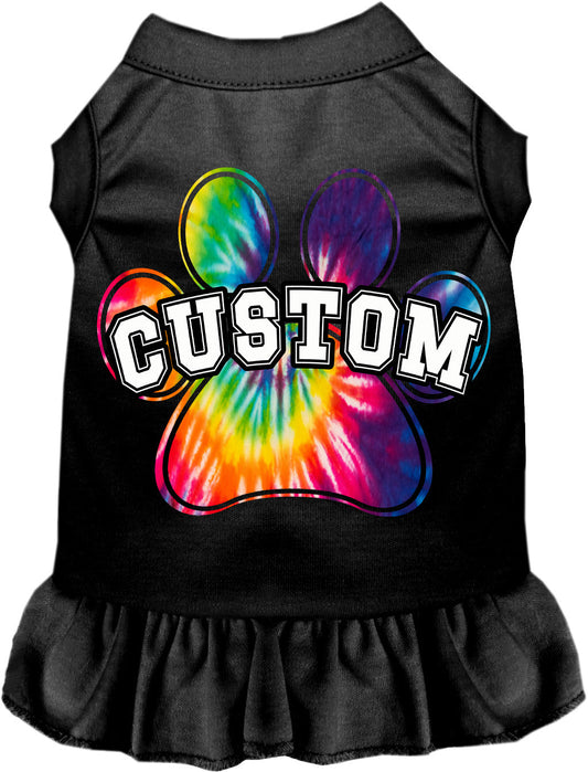 Custom Bright Tie Dye Paw Pet Dress