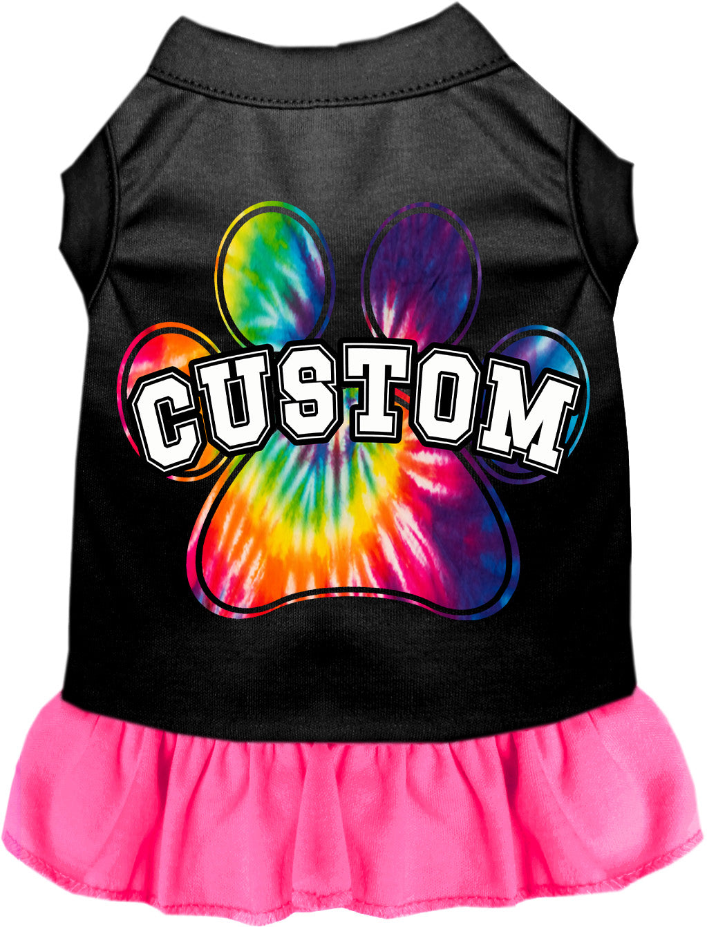 Custom Bright Tie Dye Paw Pet Dress