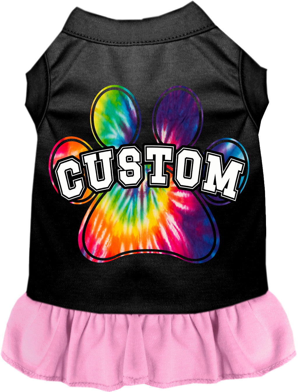 Custom Bright Tie Dye Paw Pet Dress