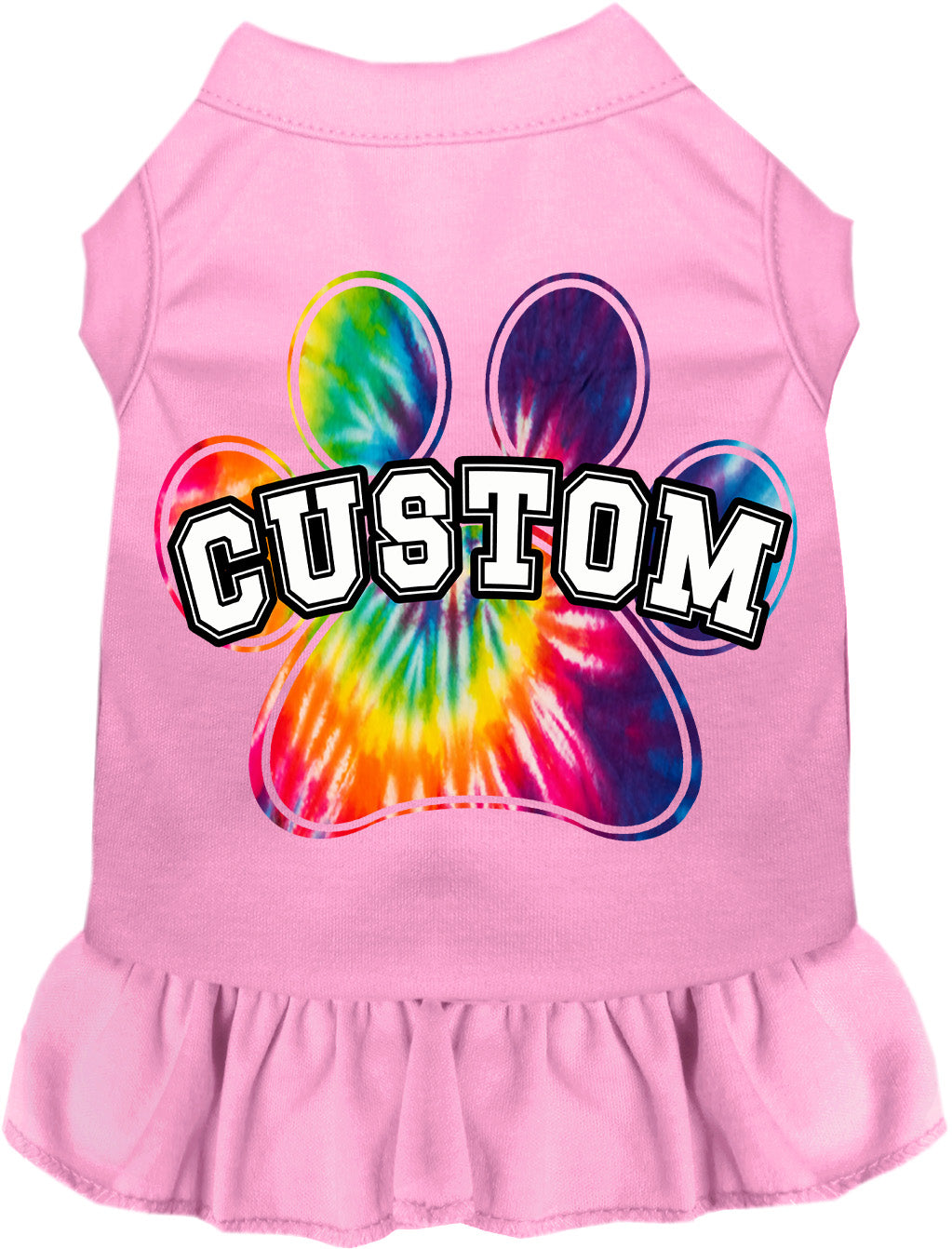 Custom Bright Tie Dye Paw Pet Dress