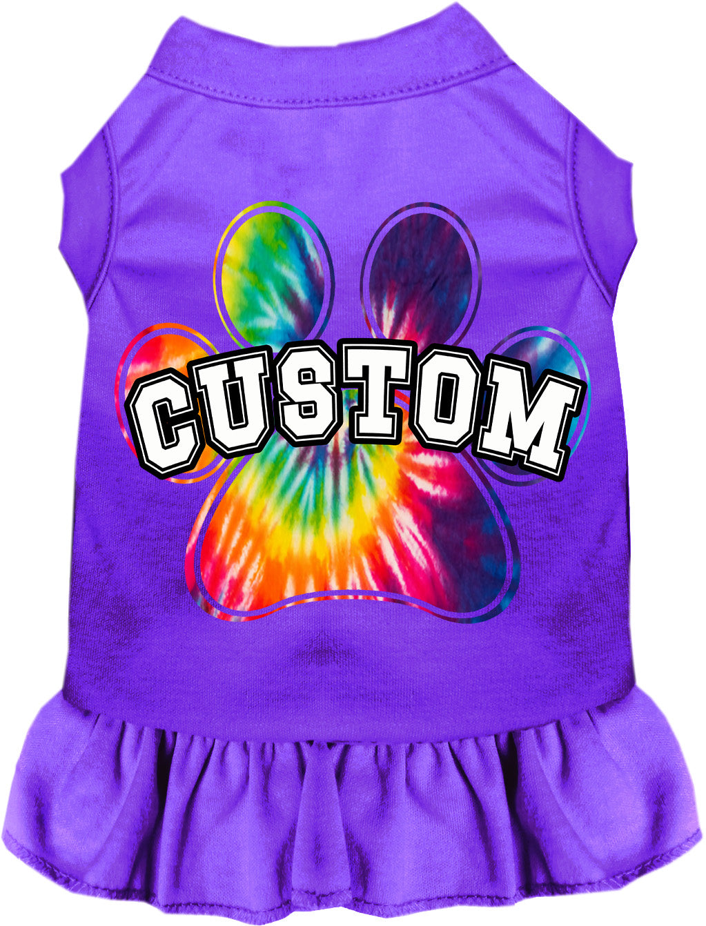 Custom Bright Tie Dye Paw Pet Dress