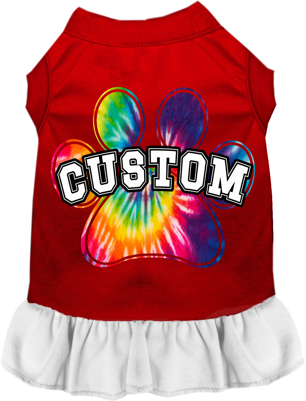 Custom Bright Tie Dye Paw Pet Dress