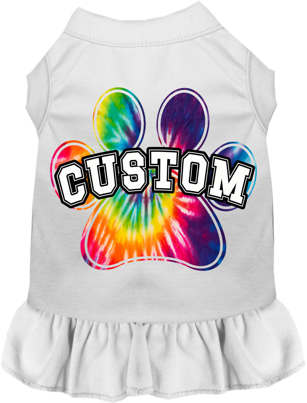 Custom Bright Tie Dye Paw Pet Dress