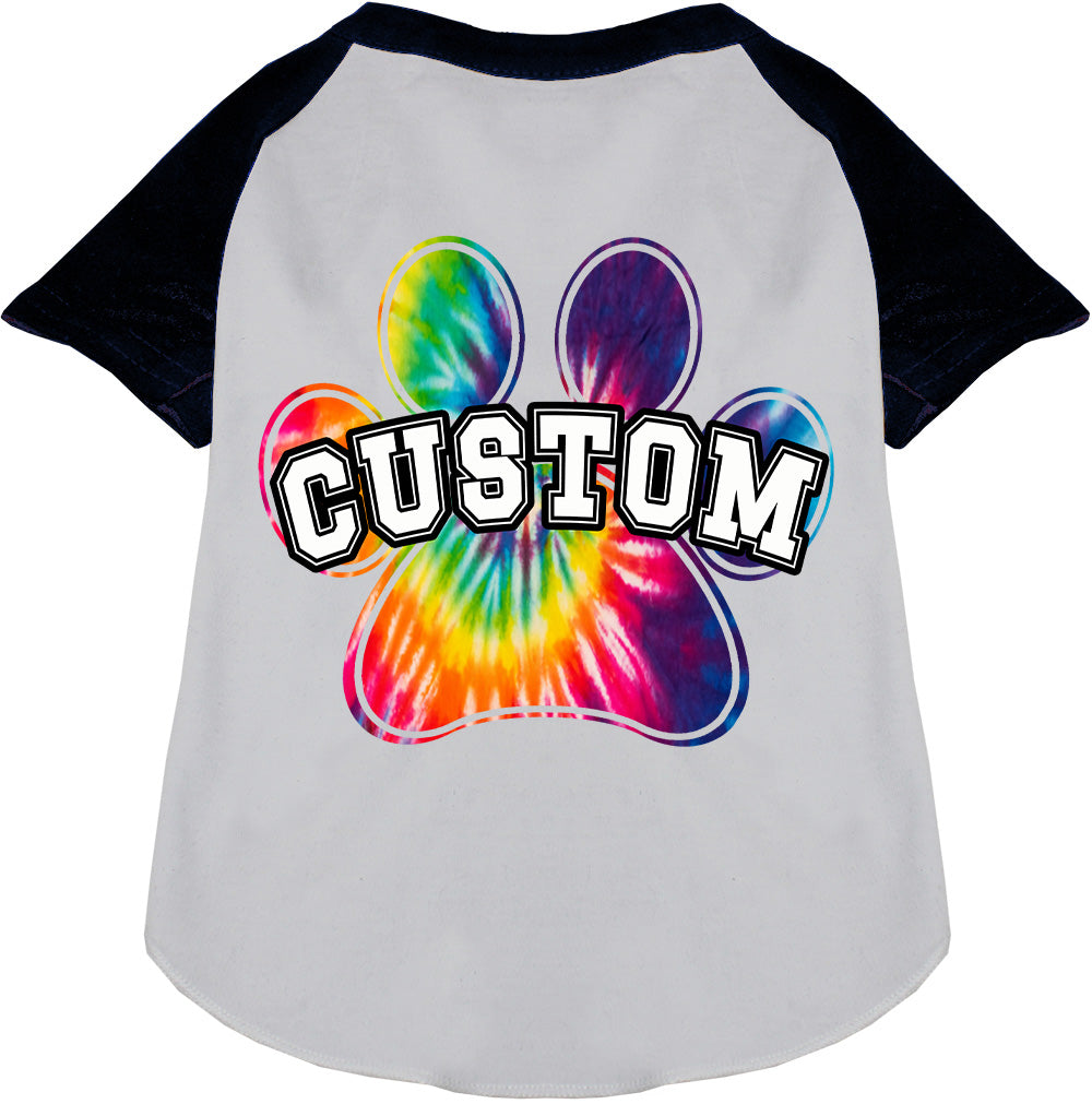 Custom Bright Tie Dye Paw Pet Raglan Shirts