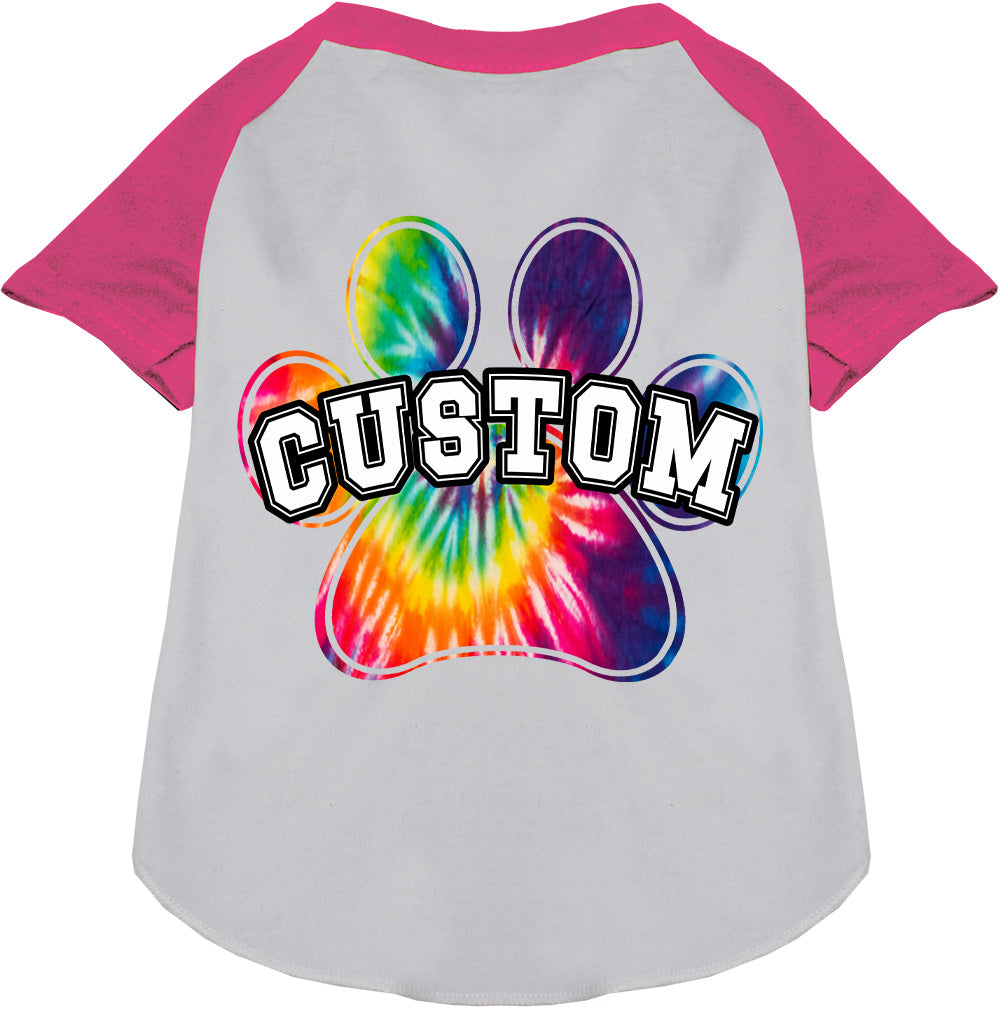 Custom Bright Tie Dye Paw Pet Raglan Shirts