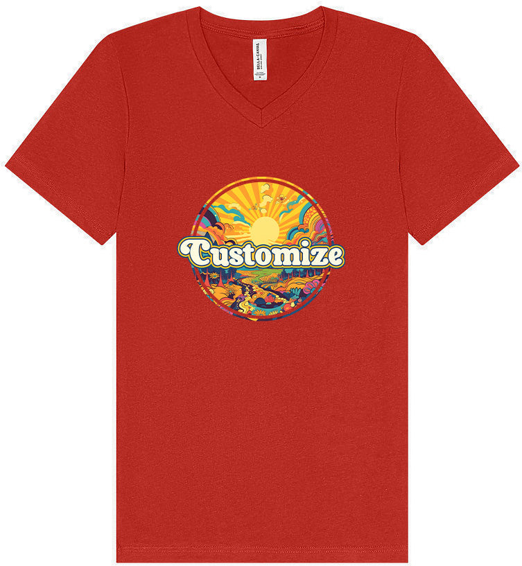 Custom Trippy Peaks Unisex V-Neck Shirt