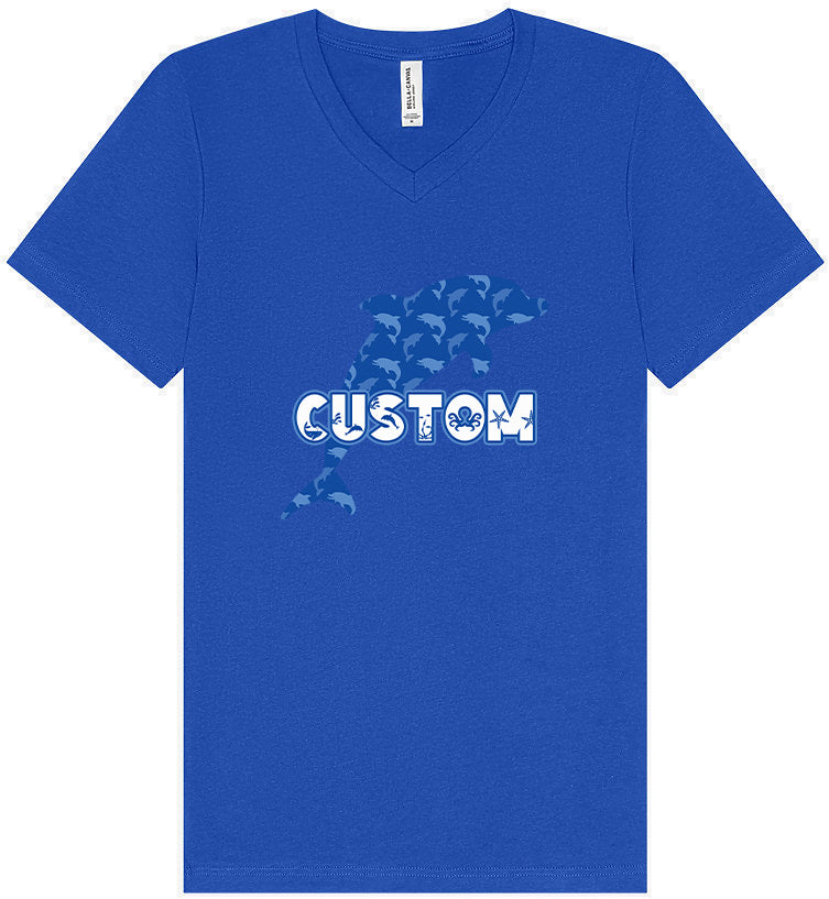 Custom Blue Dolphins Unisex V-Neck Shirt