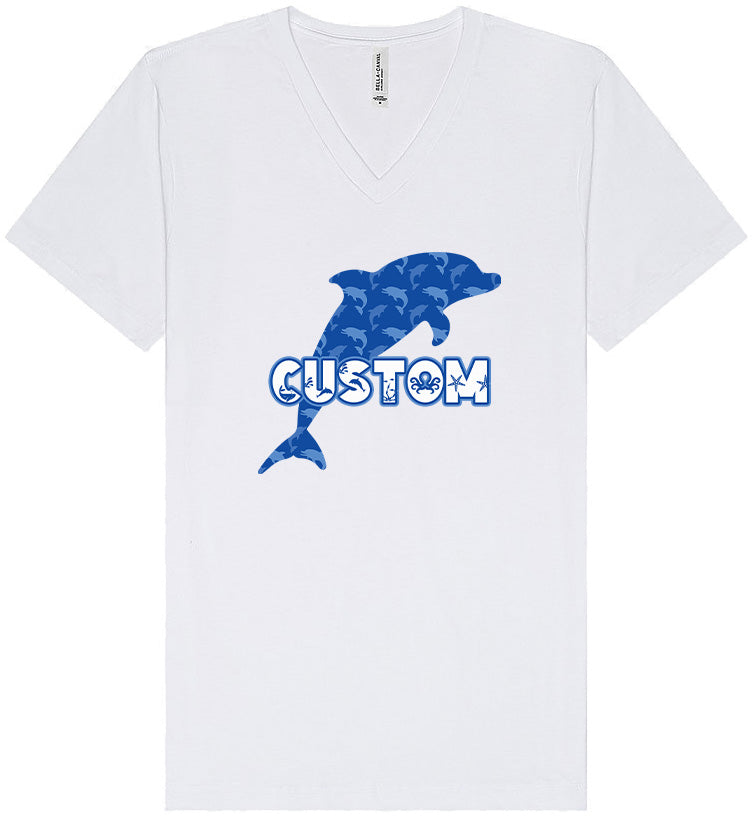 Custom Blue Dolphins Unisex V-Neck Shirt