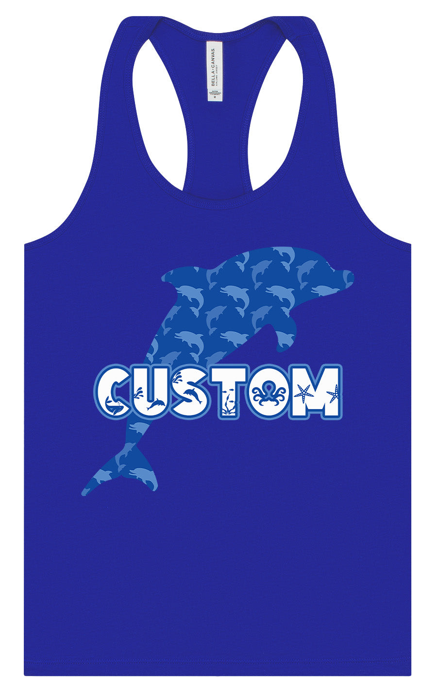 Custom Blue Dolphins Women's Racerback Tank