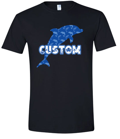 Custom Blue Dolphins Adult Gildan Soft Shirt