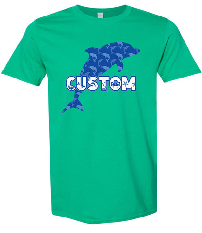 Custom Blue Dolphins Adult Gildan Soft Shirt