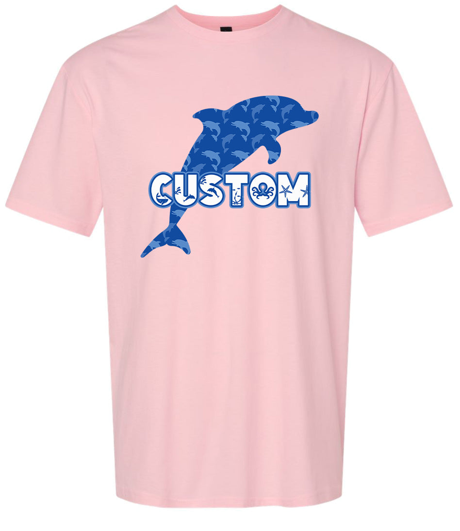 Custom Blue Dolphins Adult Gildan Soft Shirt