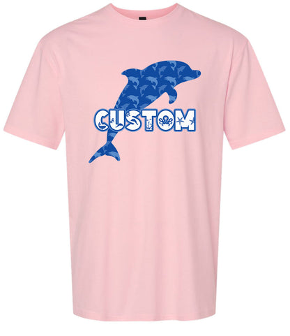 Custom Blue Dolphins Adult Gildan Soft Shirt
