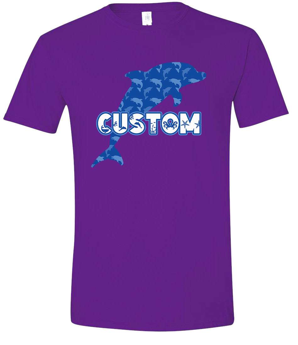Custom Blue Dolphins Adult Gildan Soft Shirt