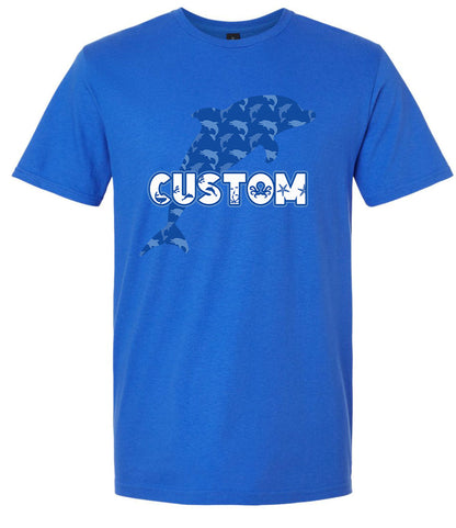 Custom Blue Dolphins Adult Gildan Soft Shirt