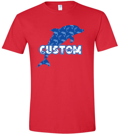 Custom Blue Dolphins Adult Gildan Soft Shirt