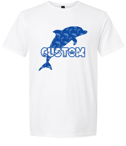 Custom Blue Dolphins Adult Gildan Soft Shirt