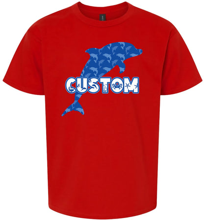 Custom Blue Dolphins Adult Gildan Soft Shirt