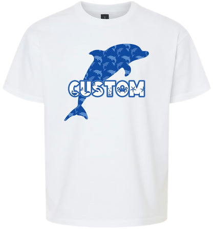 Custom Blue Dolphins Adult Gildan Soft Shirt