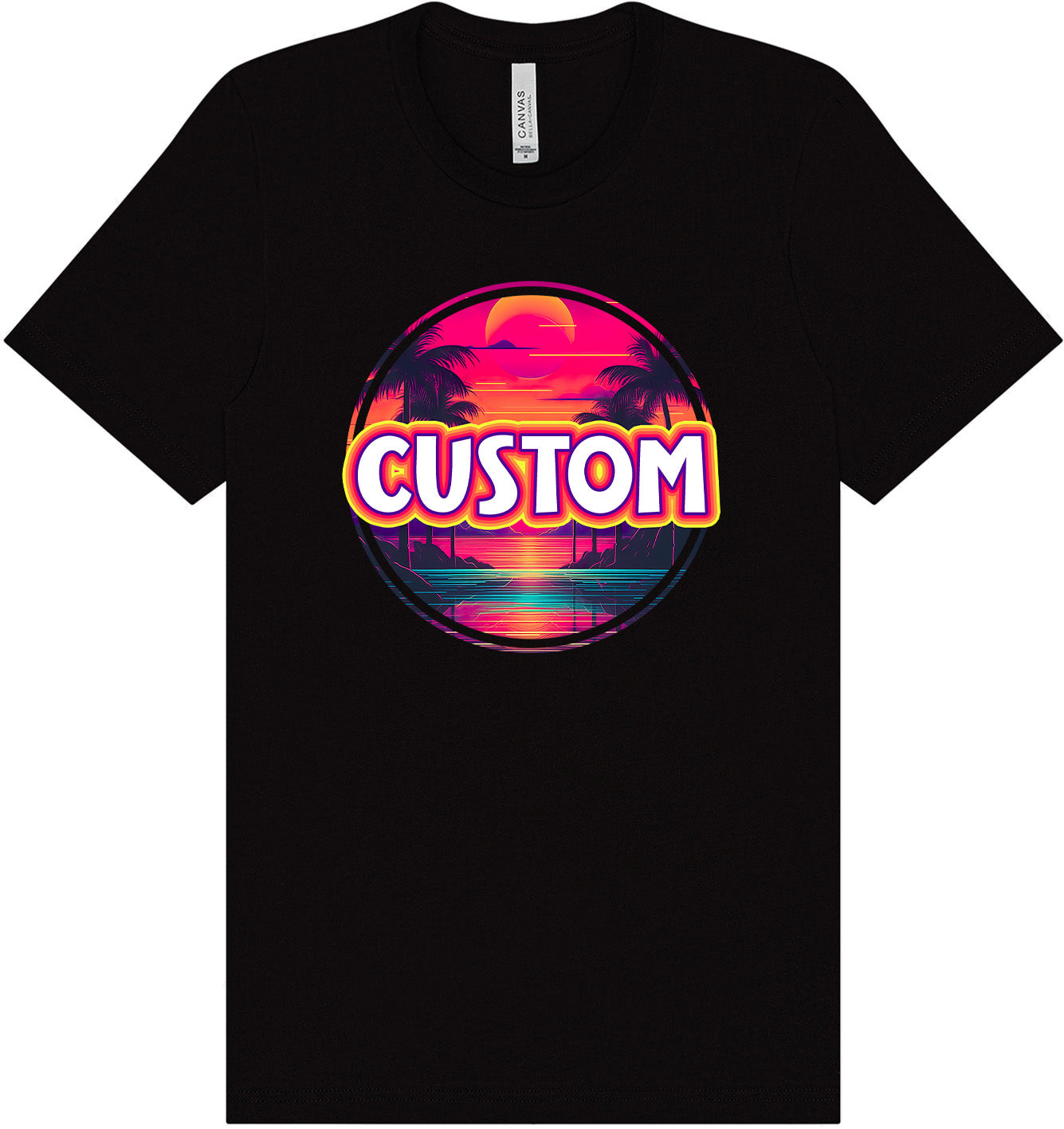 Custom Neon Beach Sunset Adult Bella Canvas Shirt