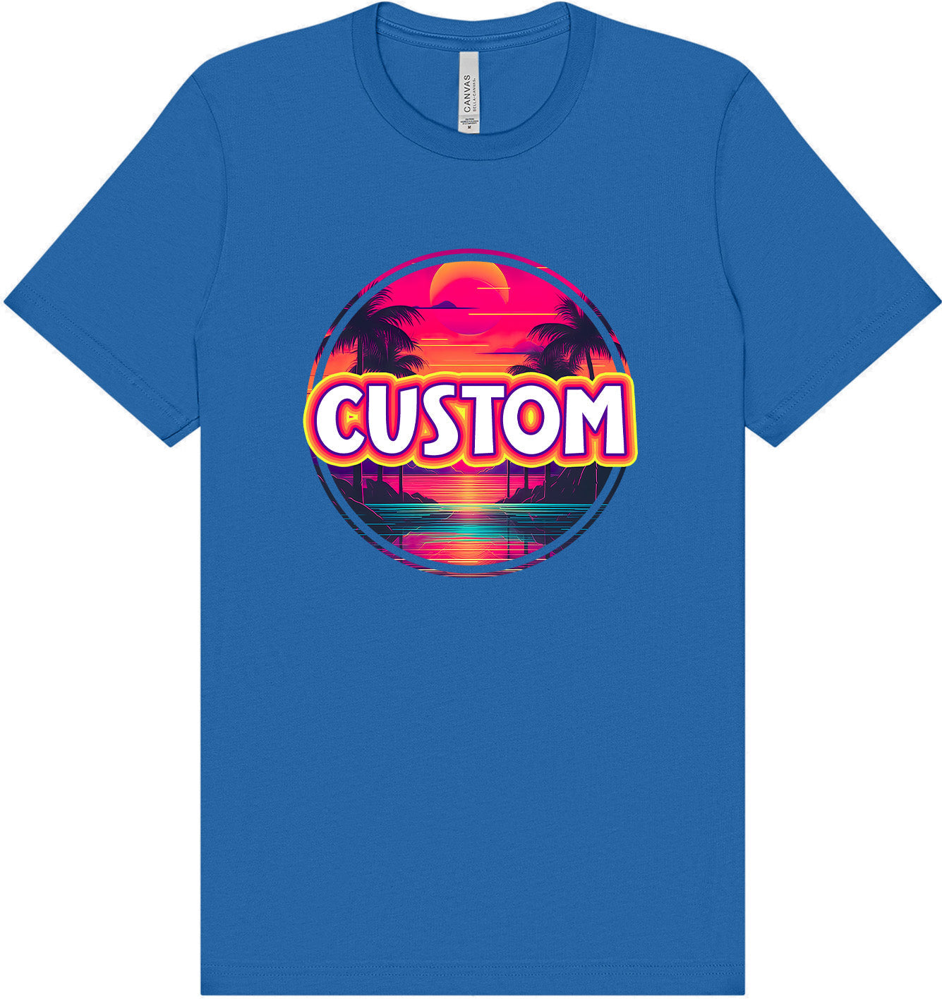 Custom Neon Beach Sunset Adult Bella Canvas Shirt
