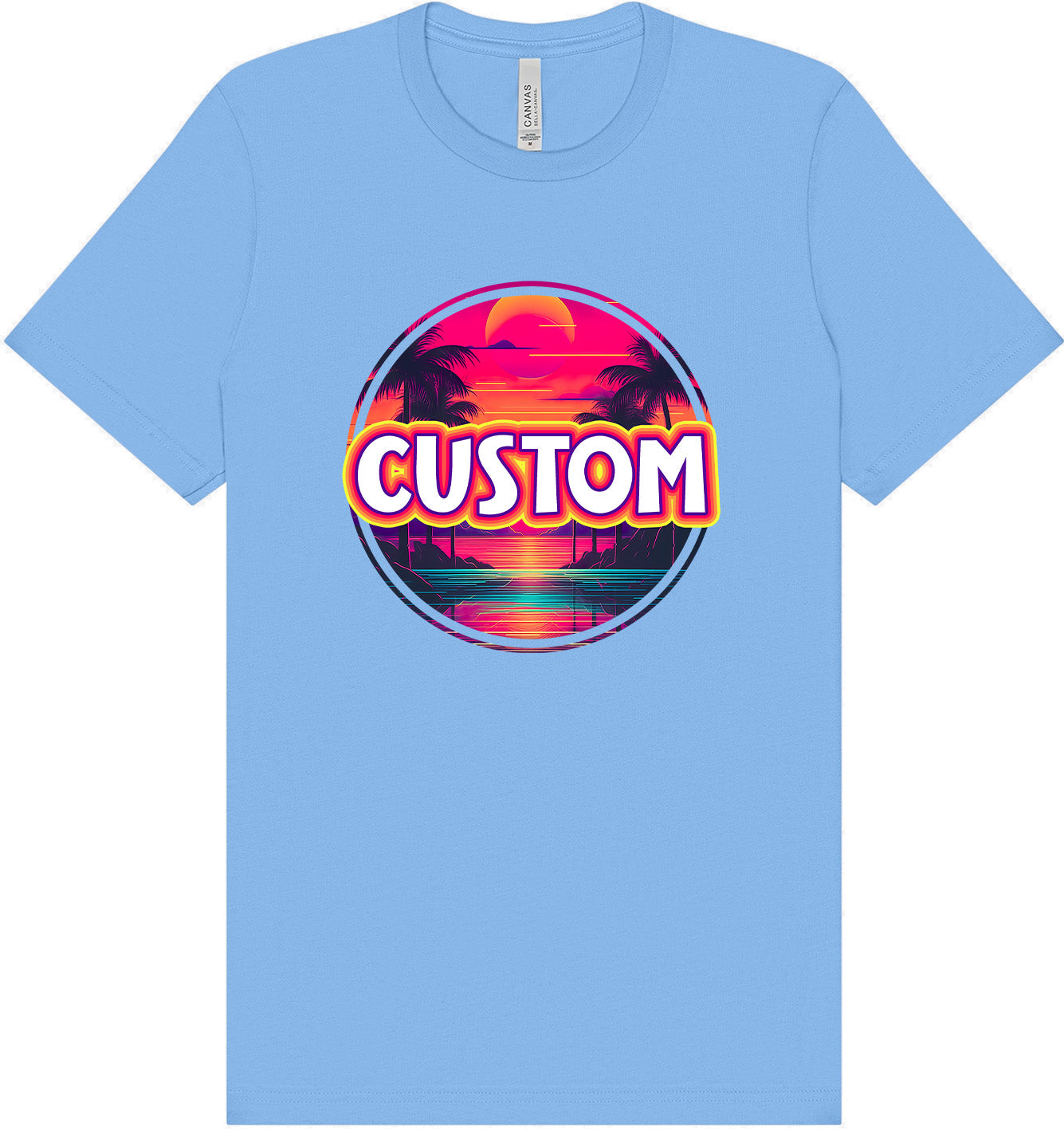 Custom Neon Beach Sunset Adult Bella Canvas Shirt