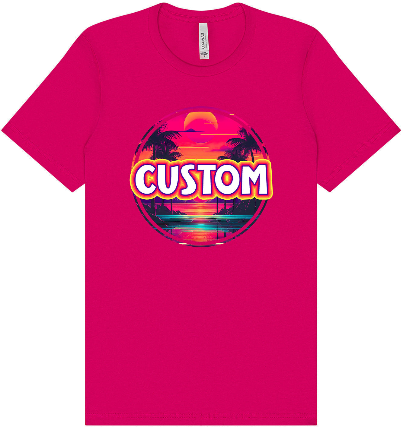 Custom Neon Beach Sunset Adult Bella Canvas Shirt