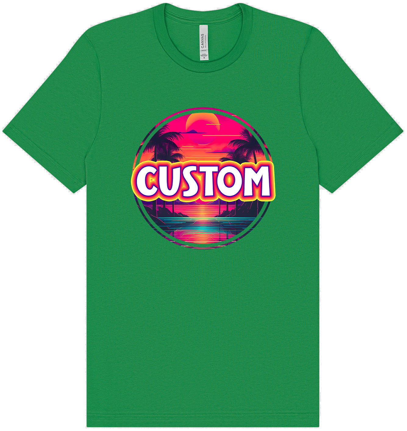 Custom Neon Beach Sunset Adult Bella Canvas Shirt