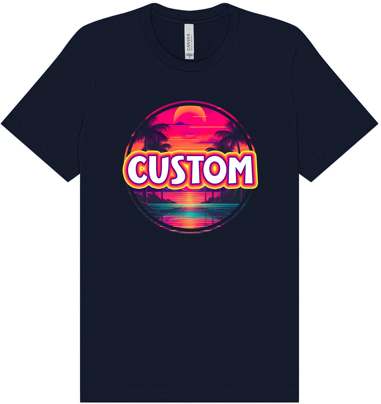 Custom Neon Beach Sunset Adult Bella Canvas Shirt