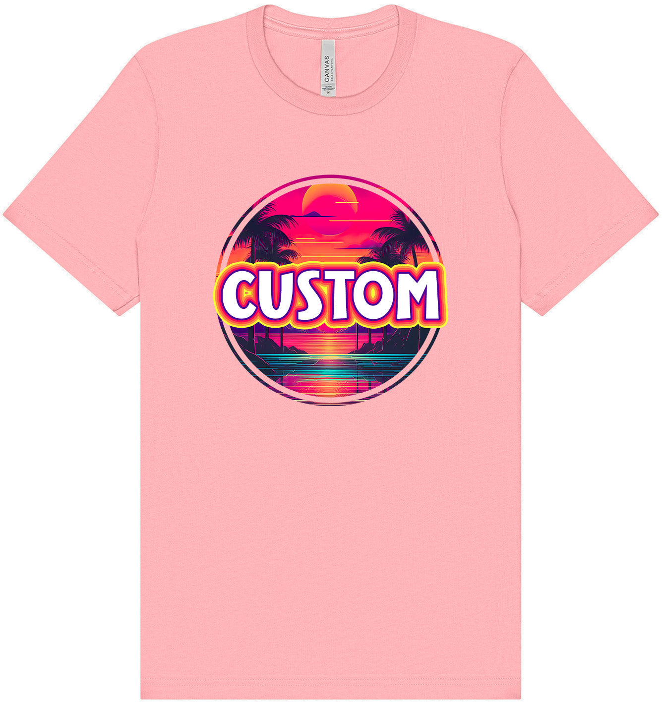 Custom Neon Beach Sunset Adult Bella Canvas Shirt