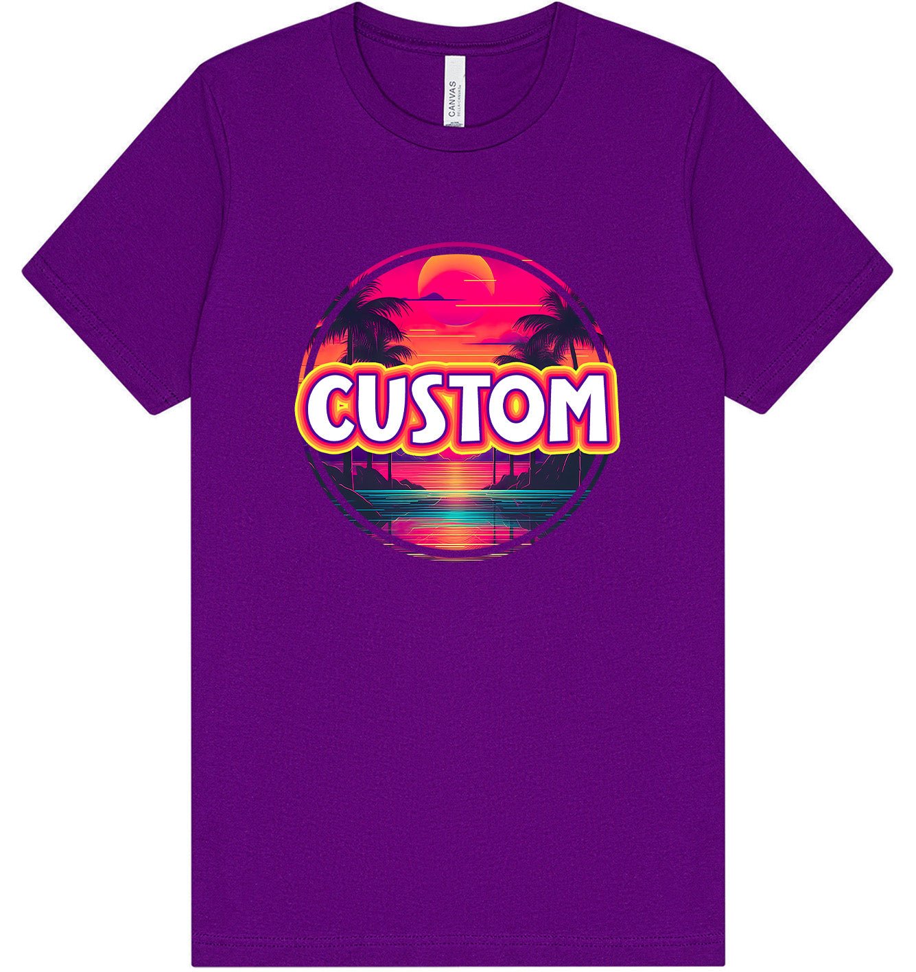 Custom Neon Beach Sunset Adult Bella Canvas Shirt