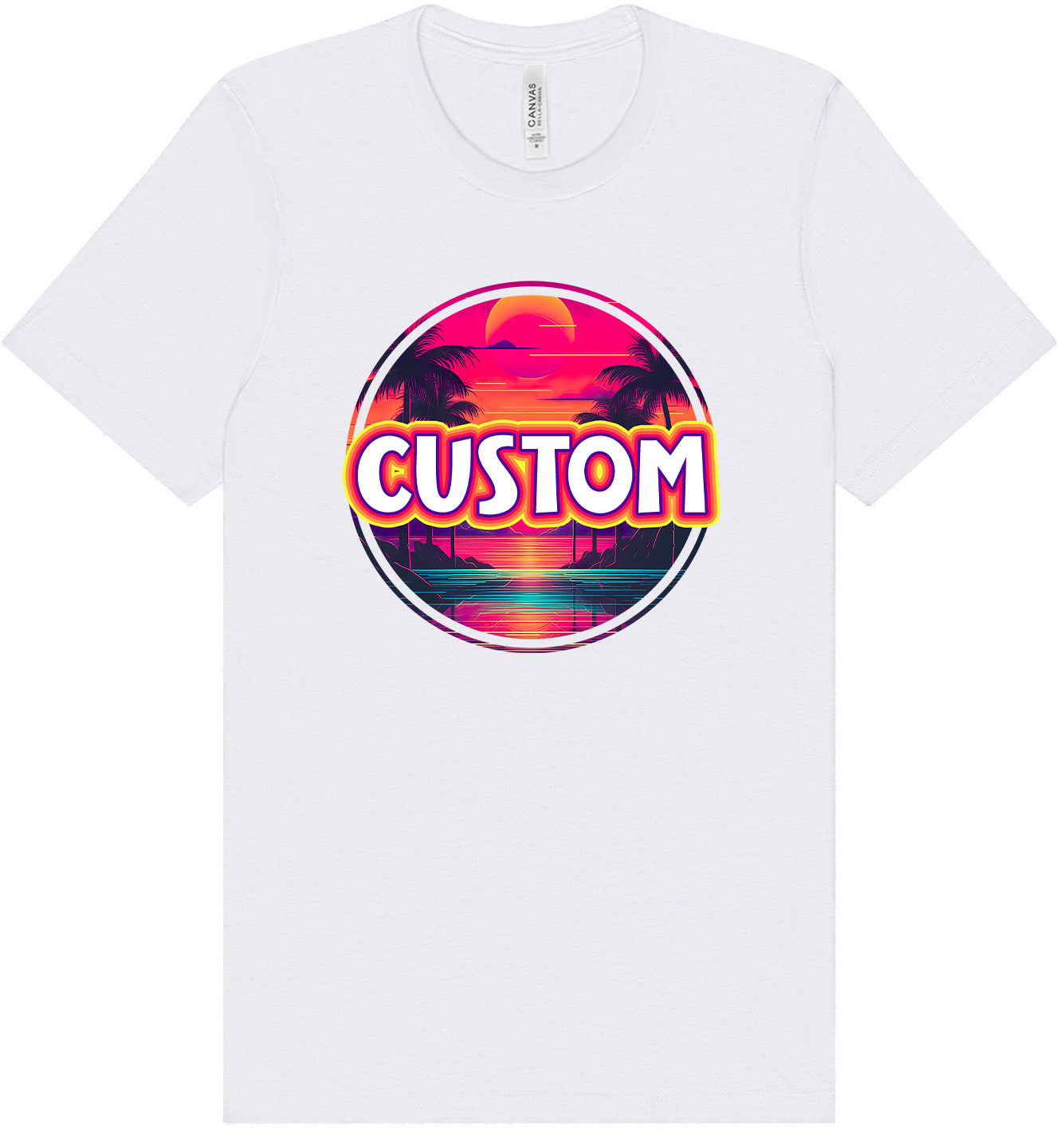 Custom Neon Beach Sunset Adult Bella Canvas Shirt