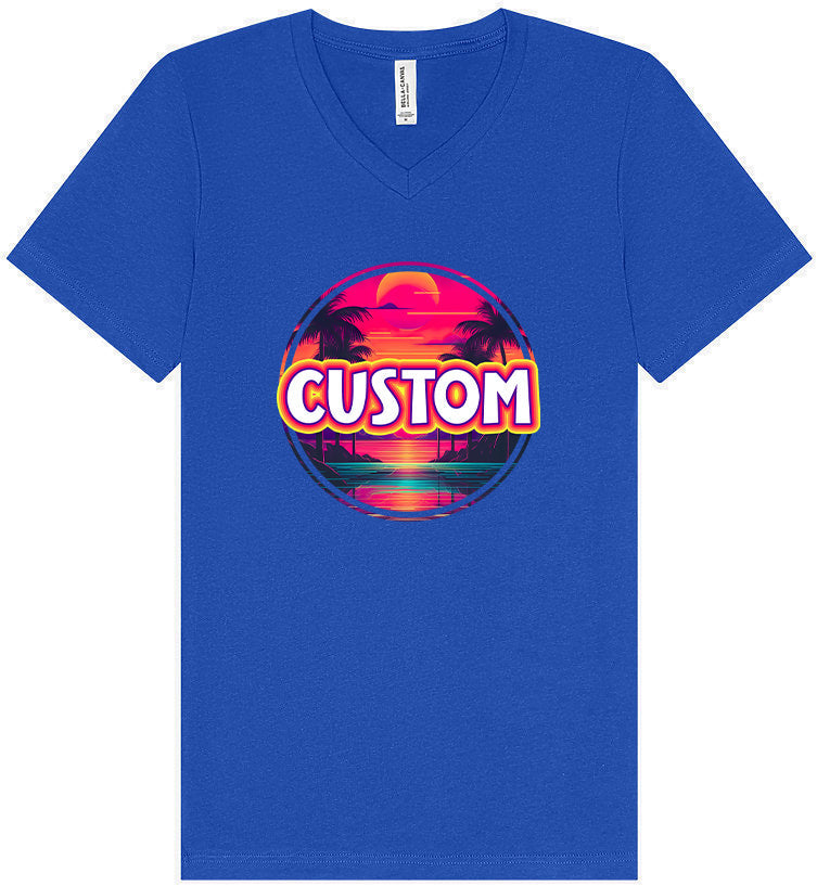 Custom Neon Beach Sunset Unisex V-Neck Shirt