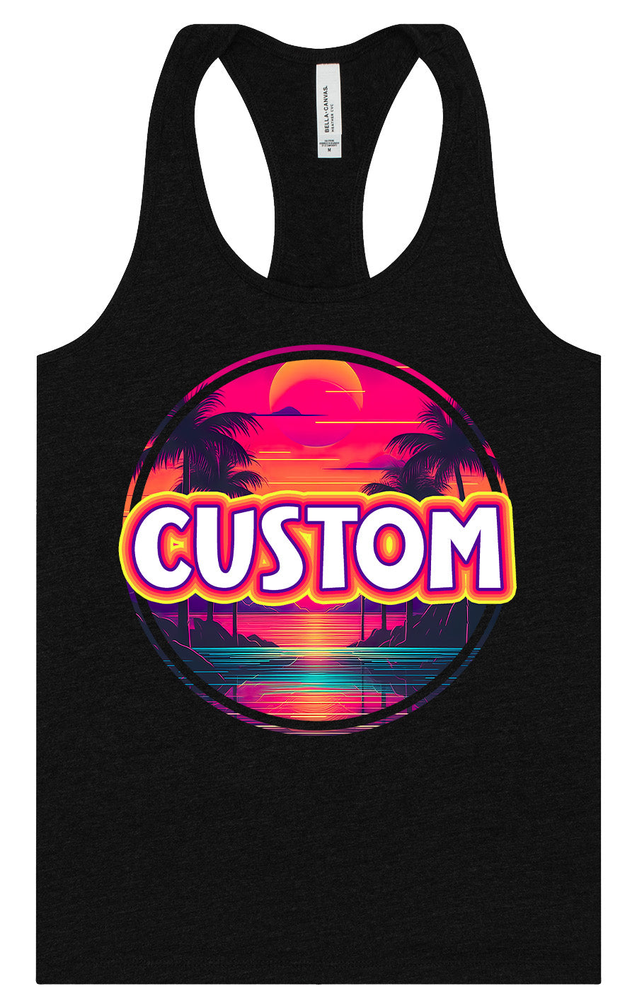 Custom Neon Beach Sunset Women's Racerback Tank