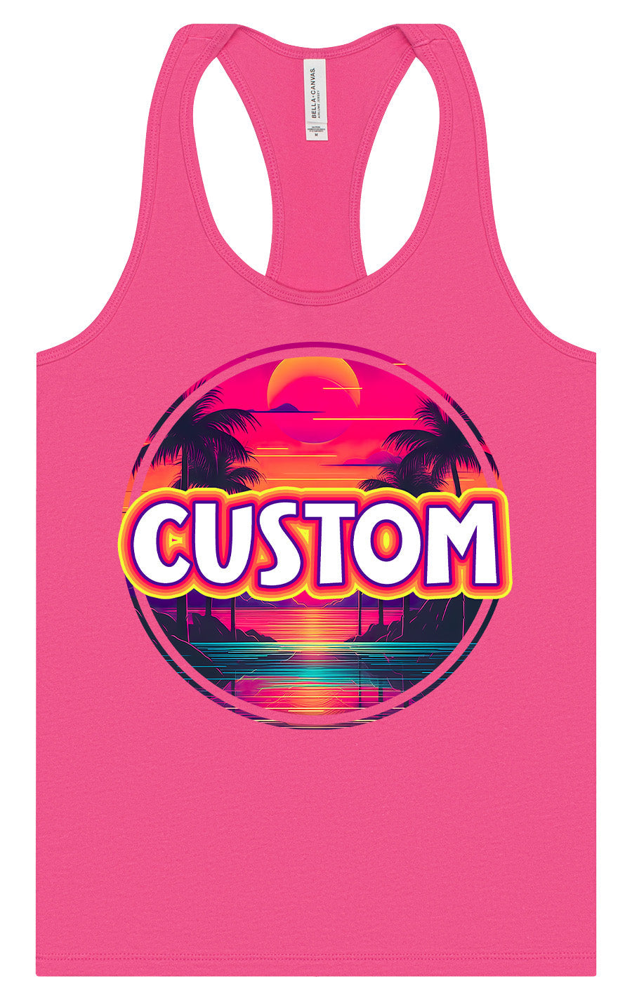 Custom Neon Beach Sunset Women's Racerback Tank