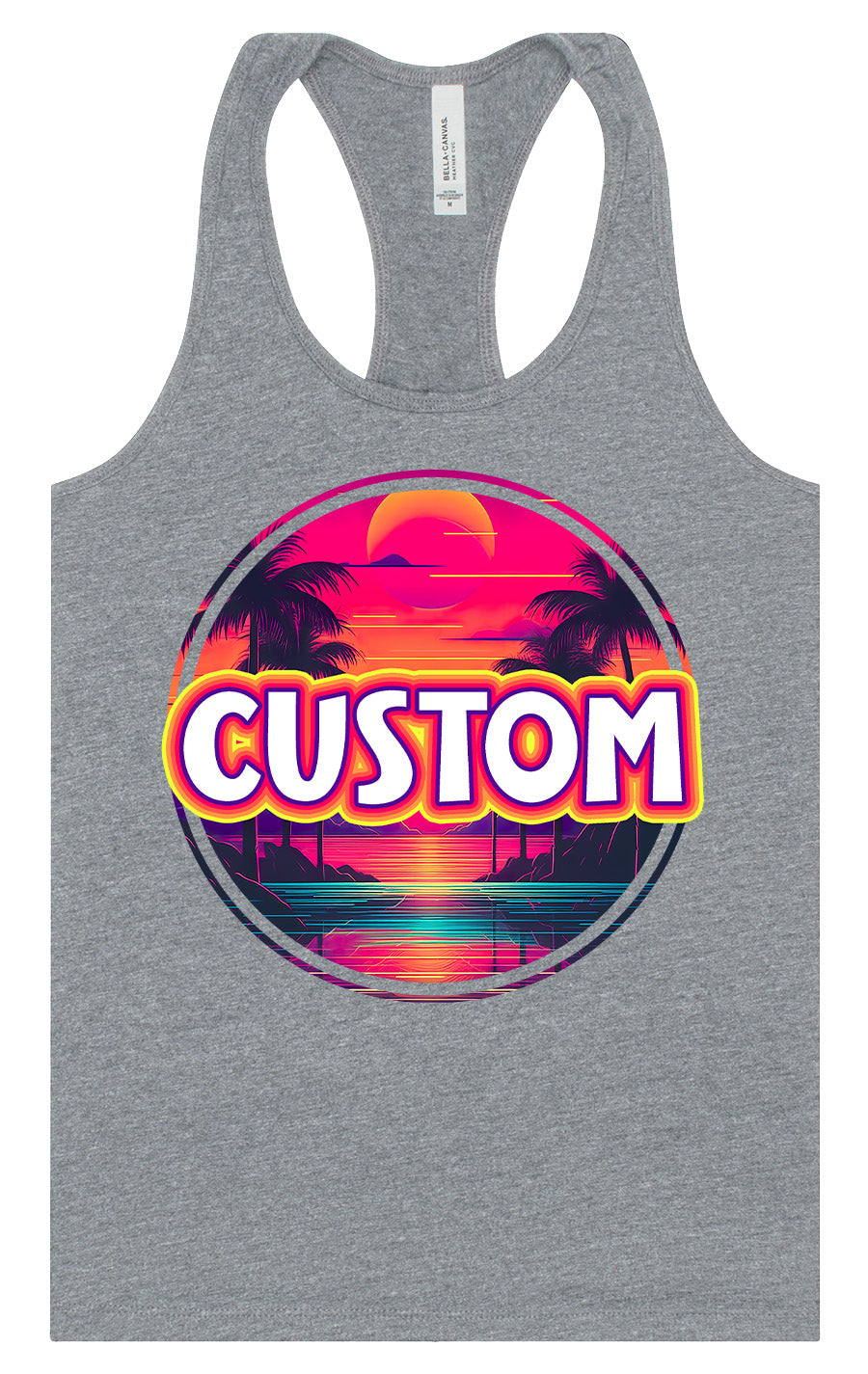 Custom Neon Beach Sunset Women's Racerback Tank