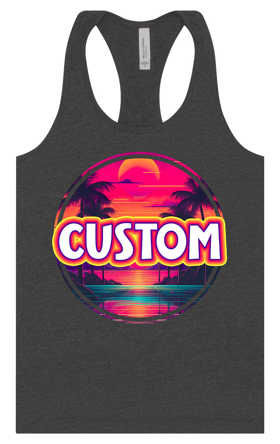 Custom Neon Beach Sunset Women's Racerback Tank