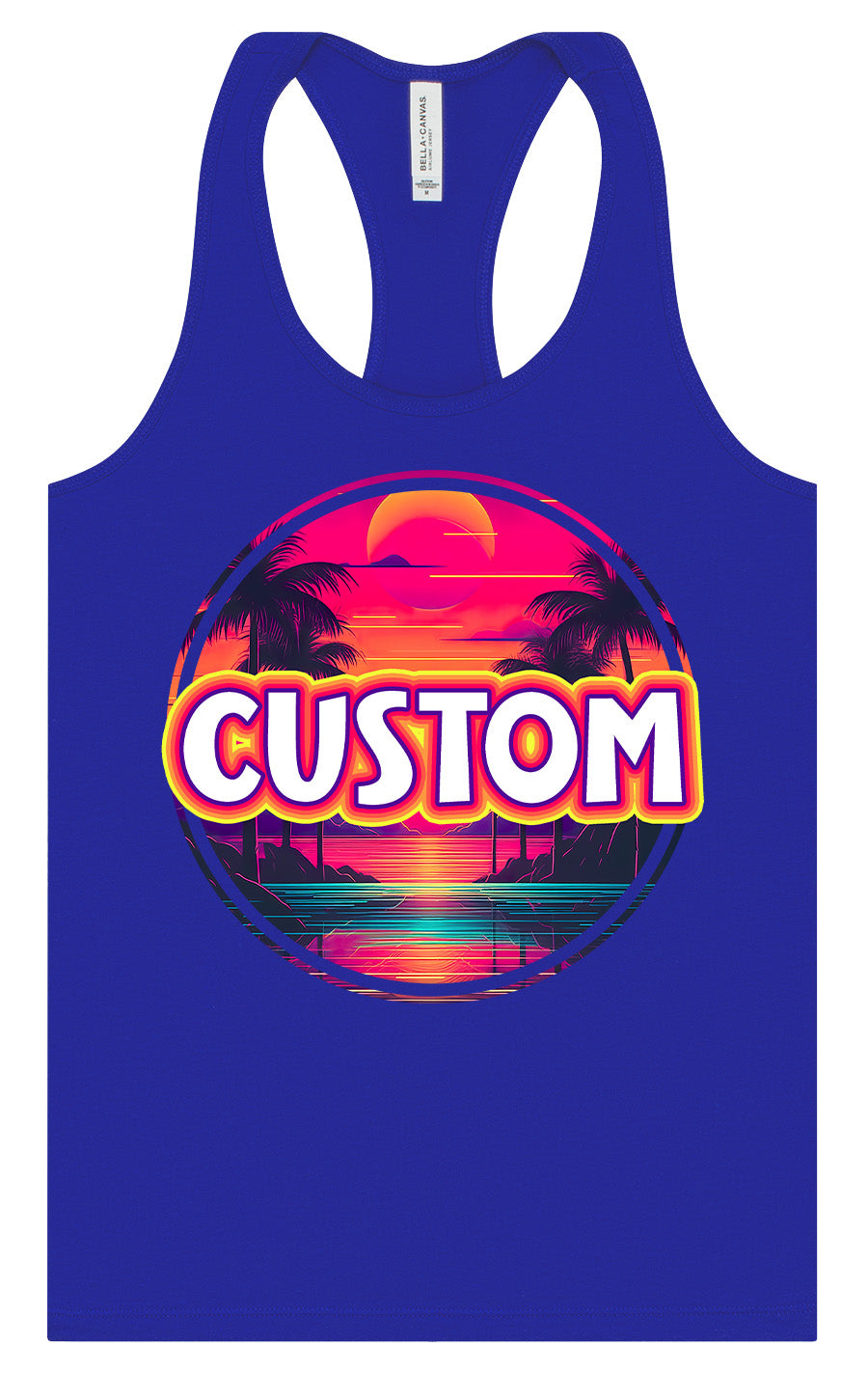 Custom Neon Beach Sunset Women's Racerback Tank