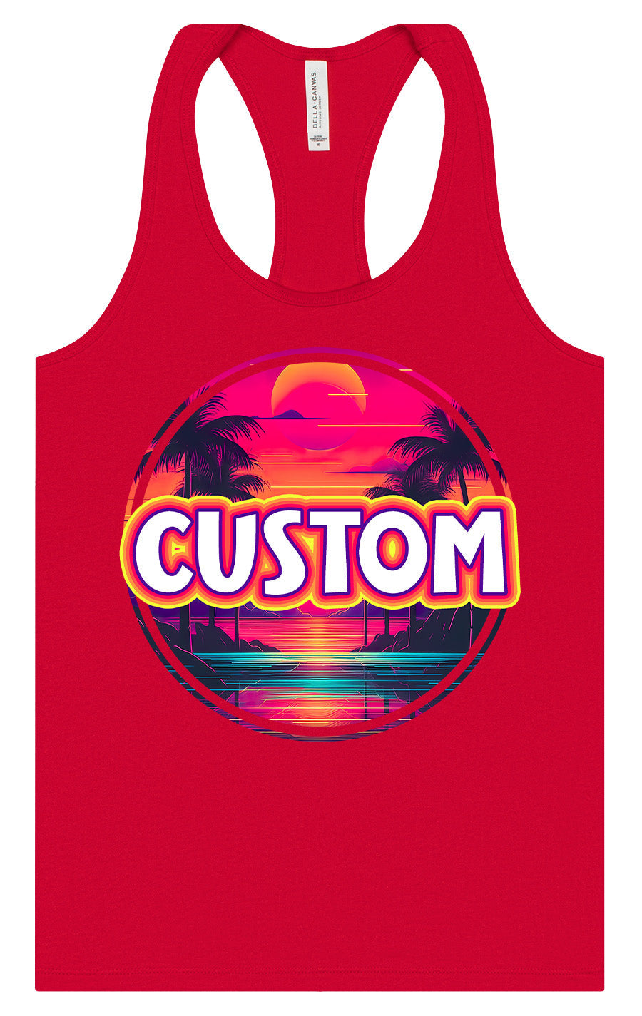 Custom Neon Beach Sunset Women's Racerback Tank
