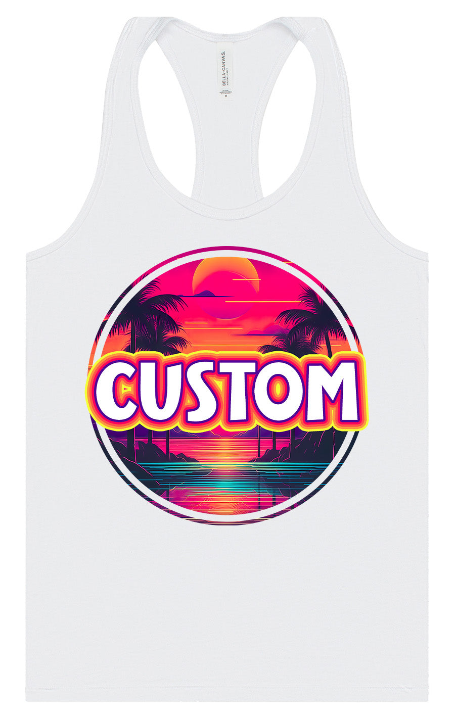 Custom Neon Beach Sunset Women's Racerback Tank