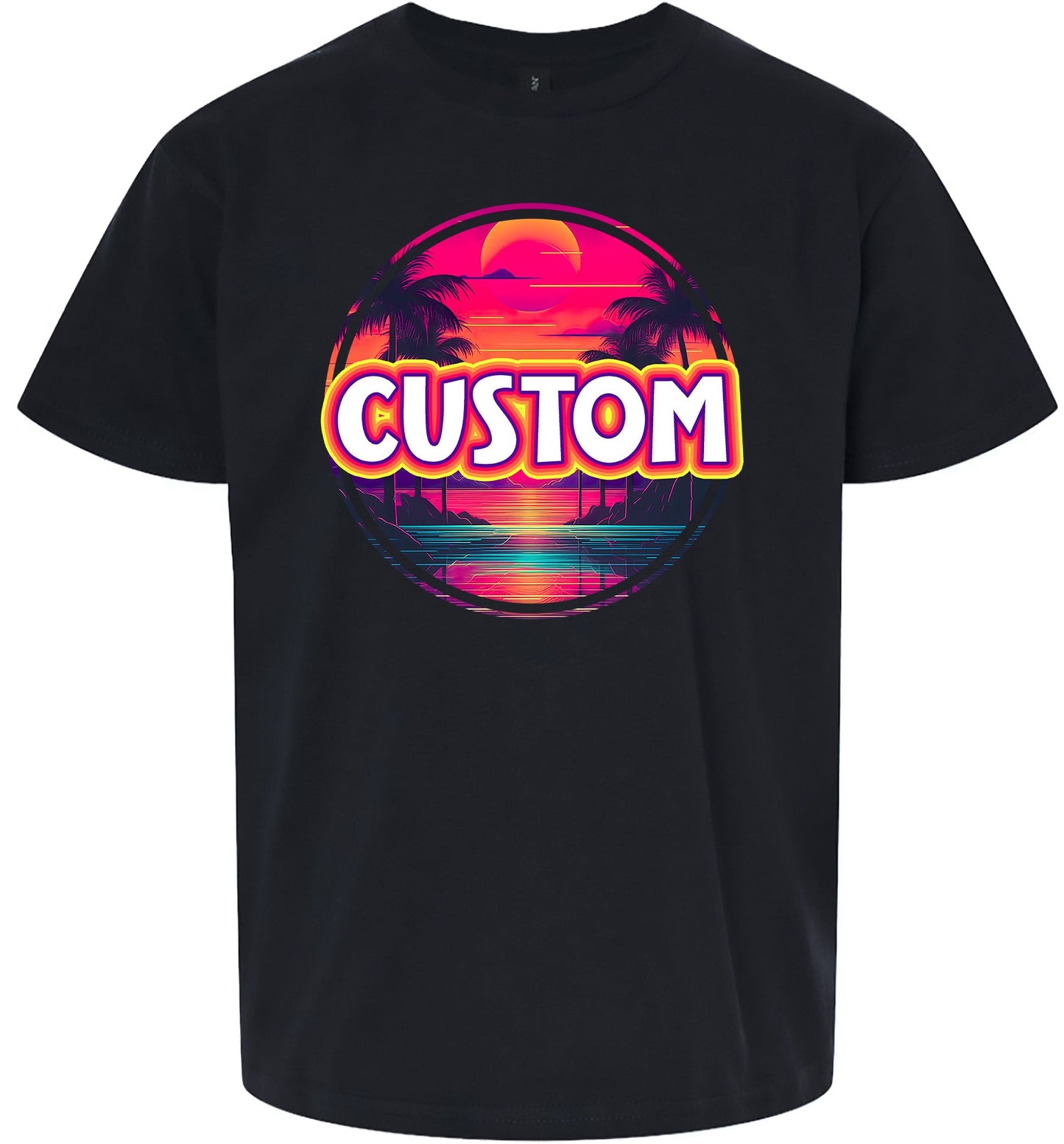 Custom Neon Beach Sunset Children's Gildan Soft Shirt
