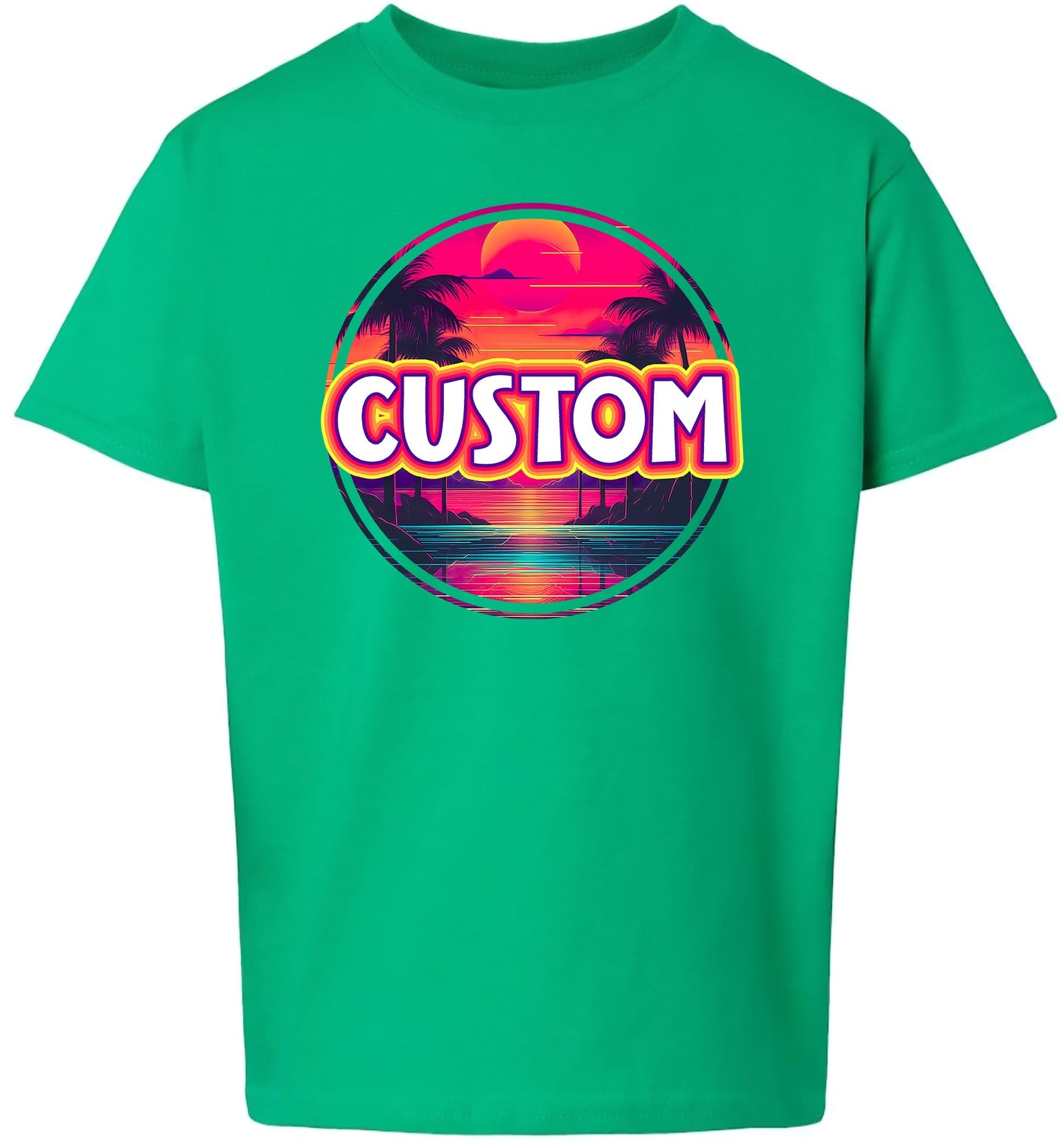 Custom Neon Beach Sunset Children's Gildan Soft Shirt