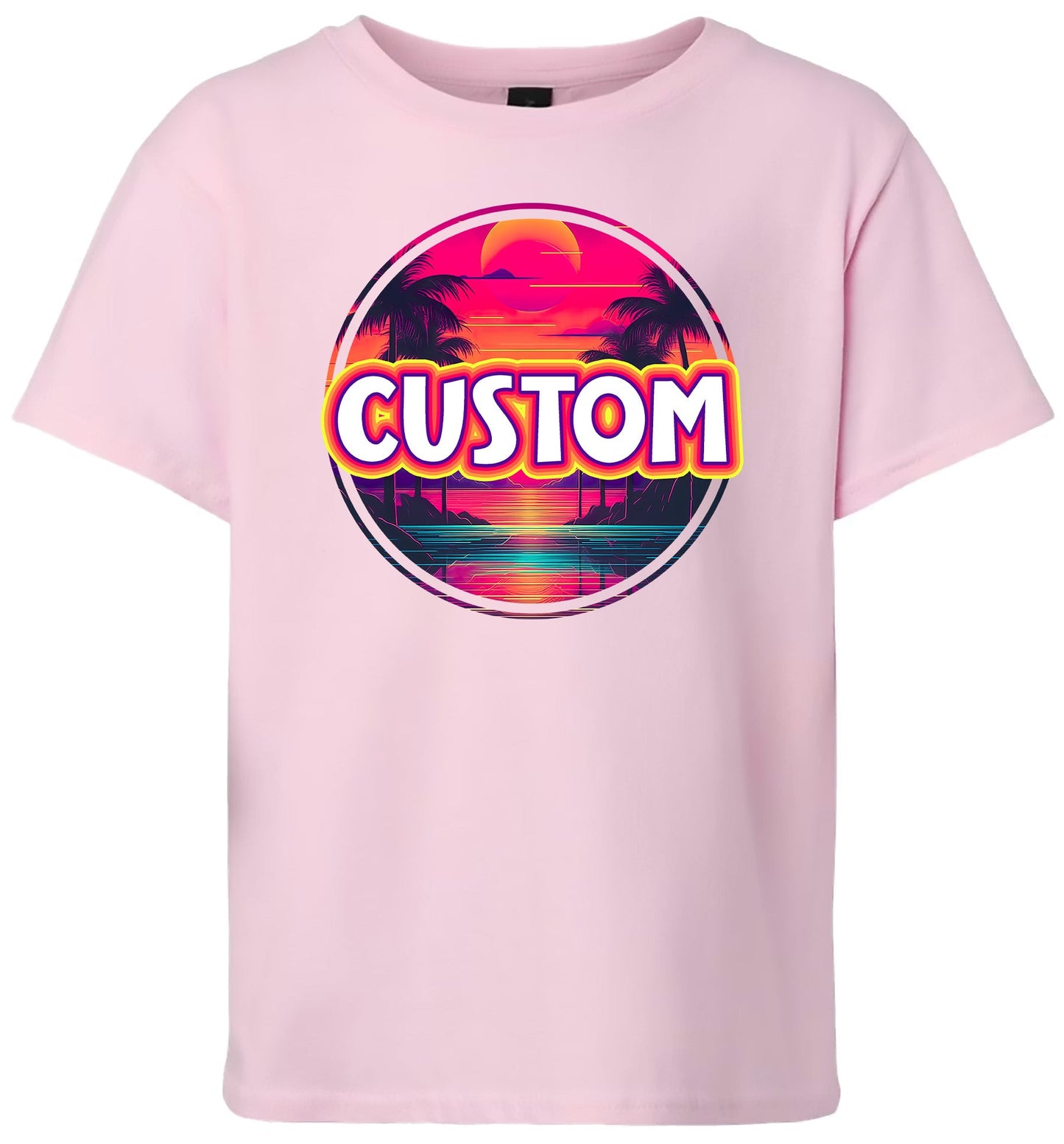 Custom Neon Beach Sunset Children's Gildan Soft Shirt