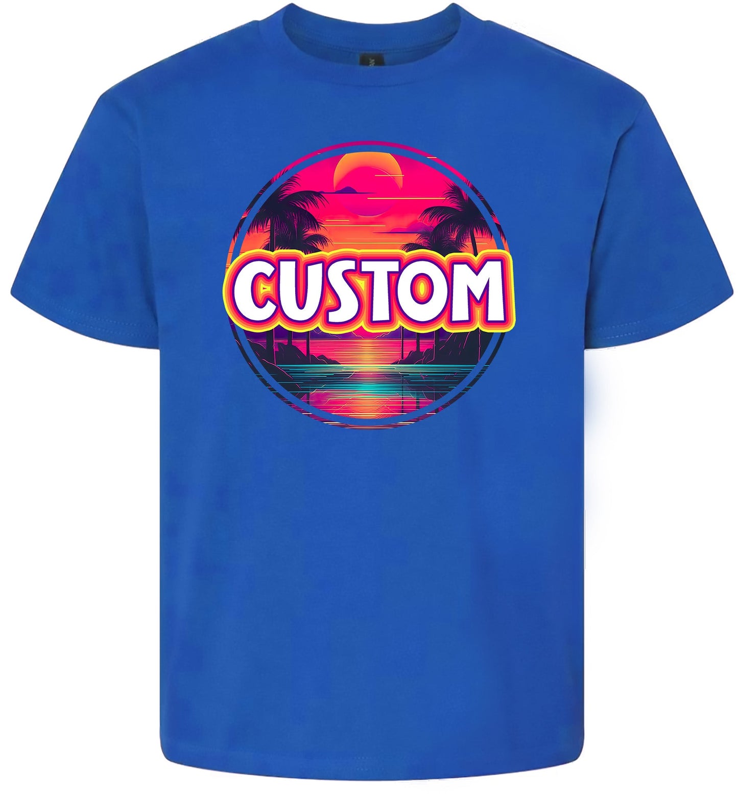 Custom Neon Beach Sunset Children's Gildan Soft Shirt