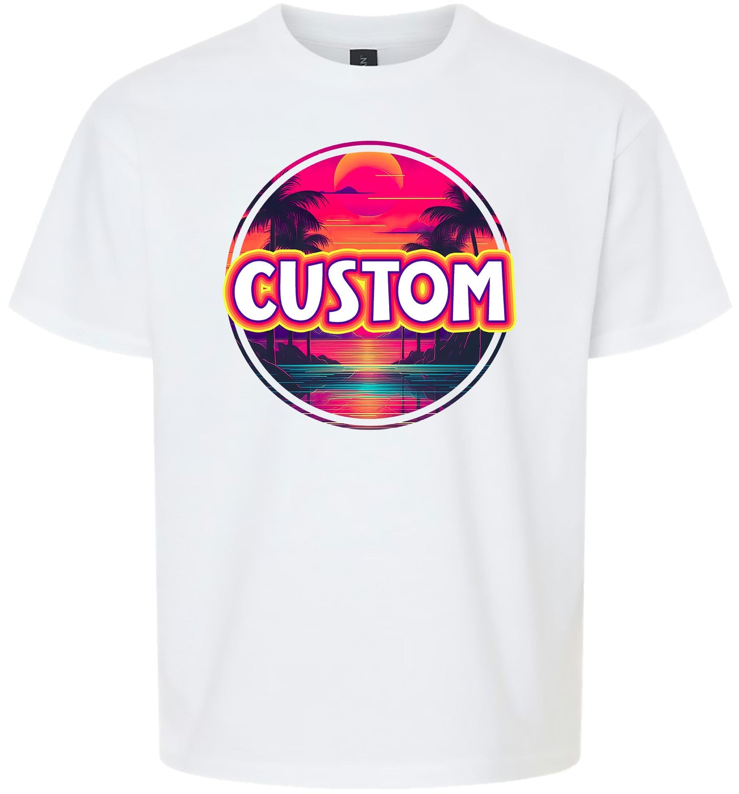 Custom Neon Beach Sunset Children's Gildan Soft Shirt