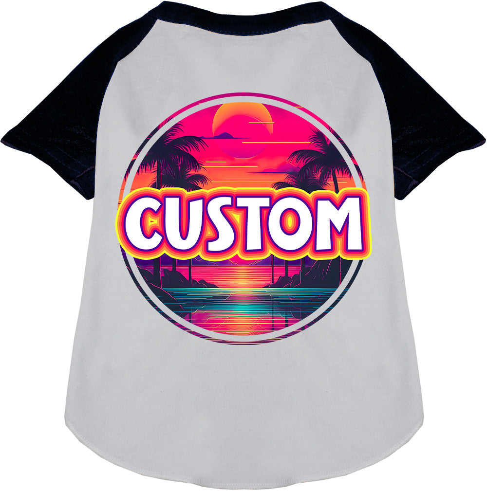 Custom Neon Beach Sunset Pet Raglan Shirts