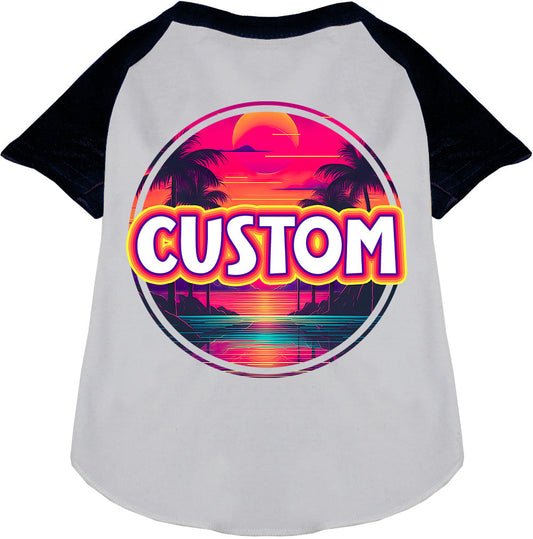 Custom Neon Beach Sunset Pet Raglan Shirts