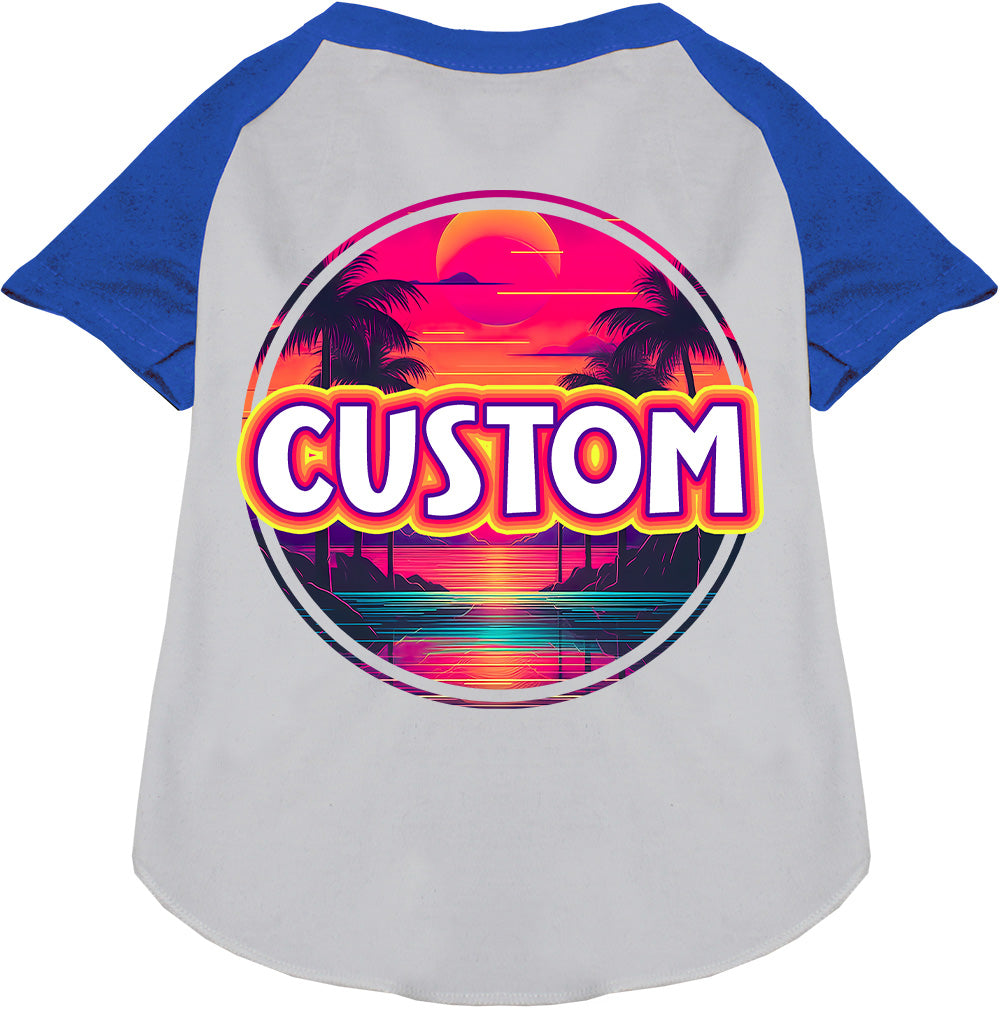 Custom Neon Beach Sunset Pet Raglan Shirts