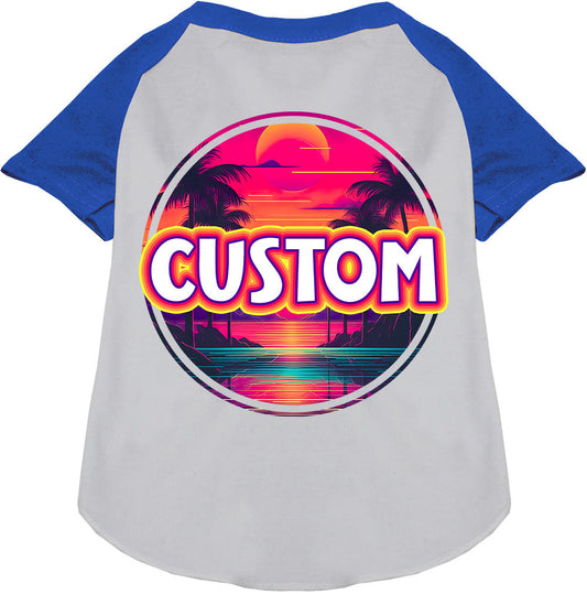 Custom Neon Beach Sunset Pet Raglan Shirts