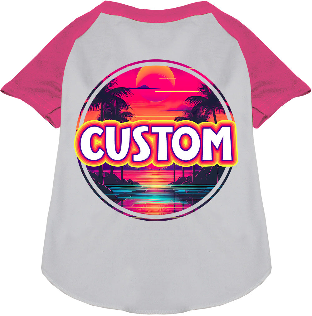 Custom Neon Beach Sunset Pet Raglan Shirts